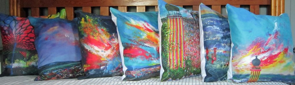 Glastonbury print cushions