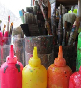 Paint brushes pots, Art techniques page