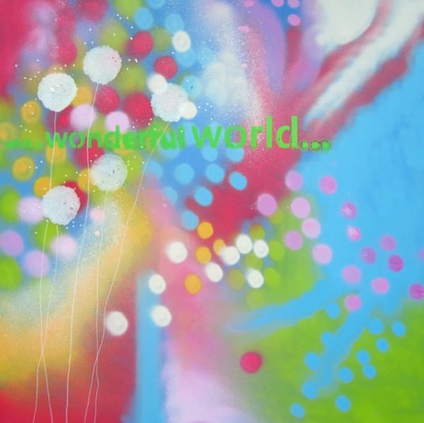 Alce Harfield painting c2015 - Wonderful World (spray with sparkle dandelions)