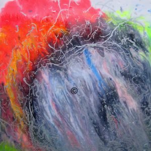 2210 ‘Silver Haze’ (acrylic and silver on board with resin coating