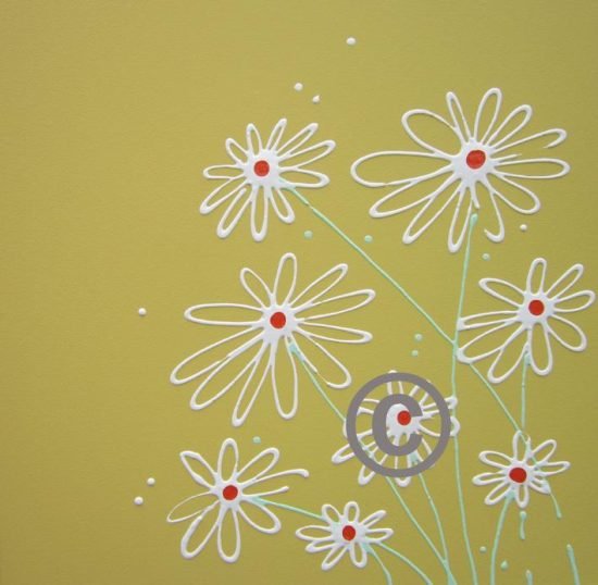 2271 Daisies (on soft mustard background)