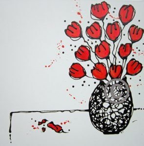 2282 Ruby, Ruby, Ruby (with resin highlights) 30x30”