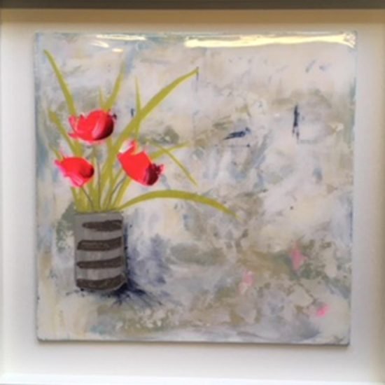 2346 Peace (coated in resin, framed in white) 50x50cm