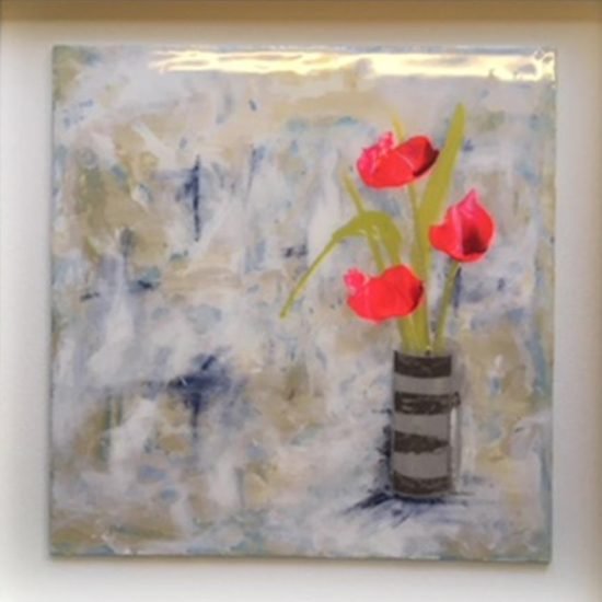 2345 Joy (coated in resin, framed in white) 50x50cm